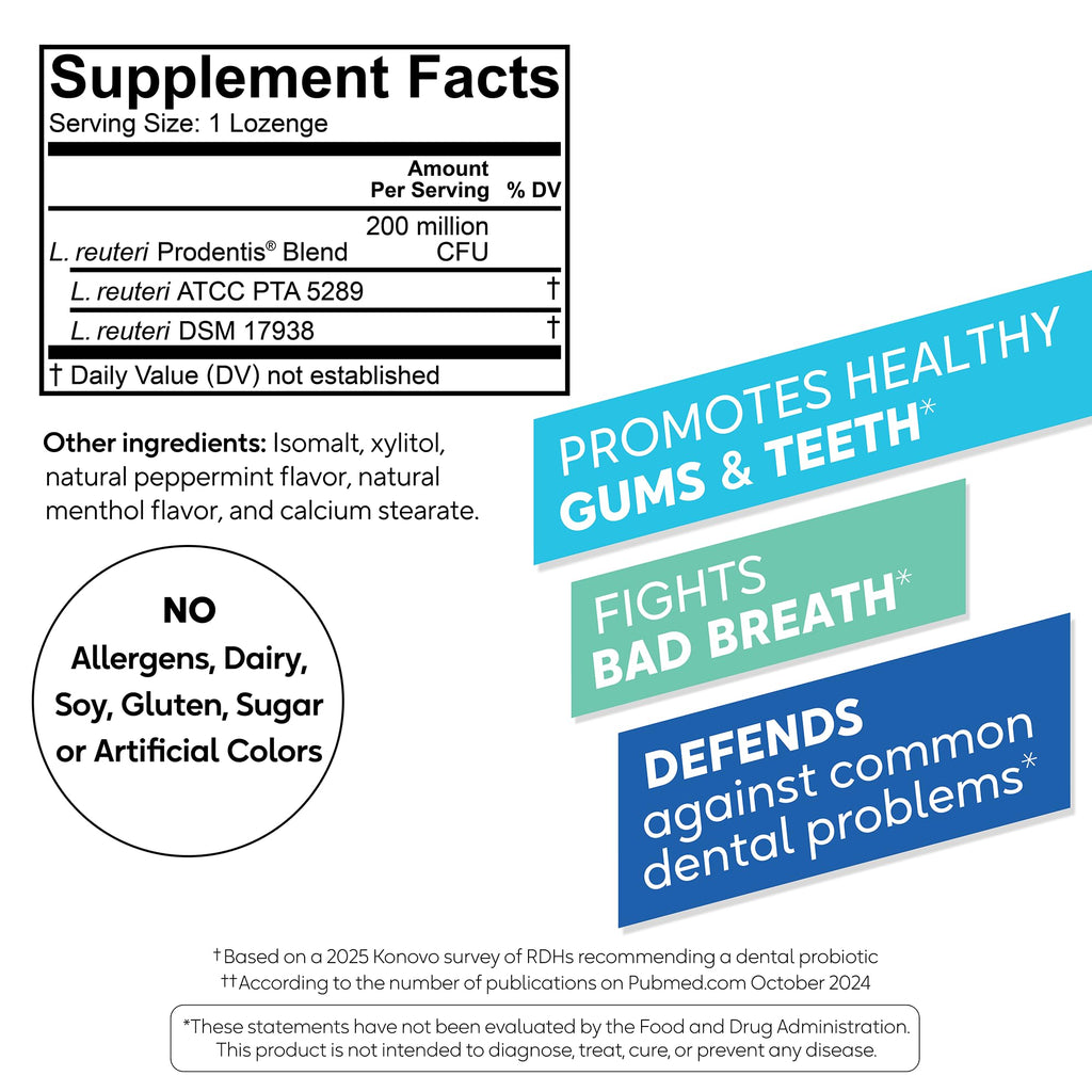 BioGaia Prodentis | Oral Probiotics | Promotes Healthy Gums & Teeth | Defends Against Bad Breath & Dental Problems | Improves Oral Health - FENGGESTORE20