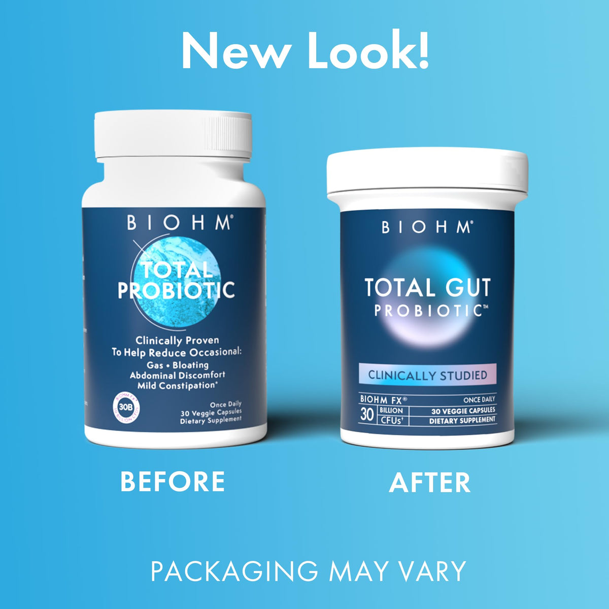 BIOHM Total Probiotic, 30 Billion CFU Daily Probiotics for Women & Men (30 Count) Helps Reduce Occasional Gas & Bloating, - FENGGESTORE20