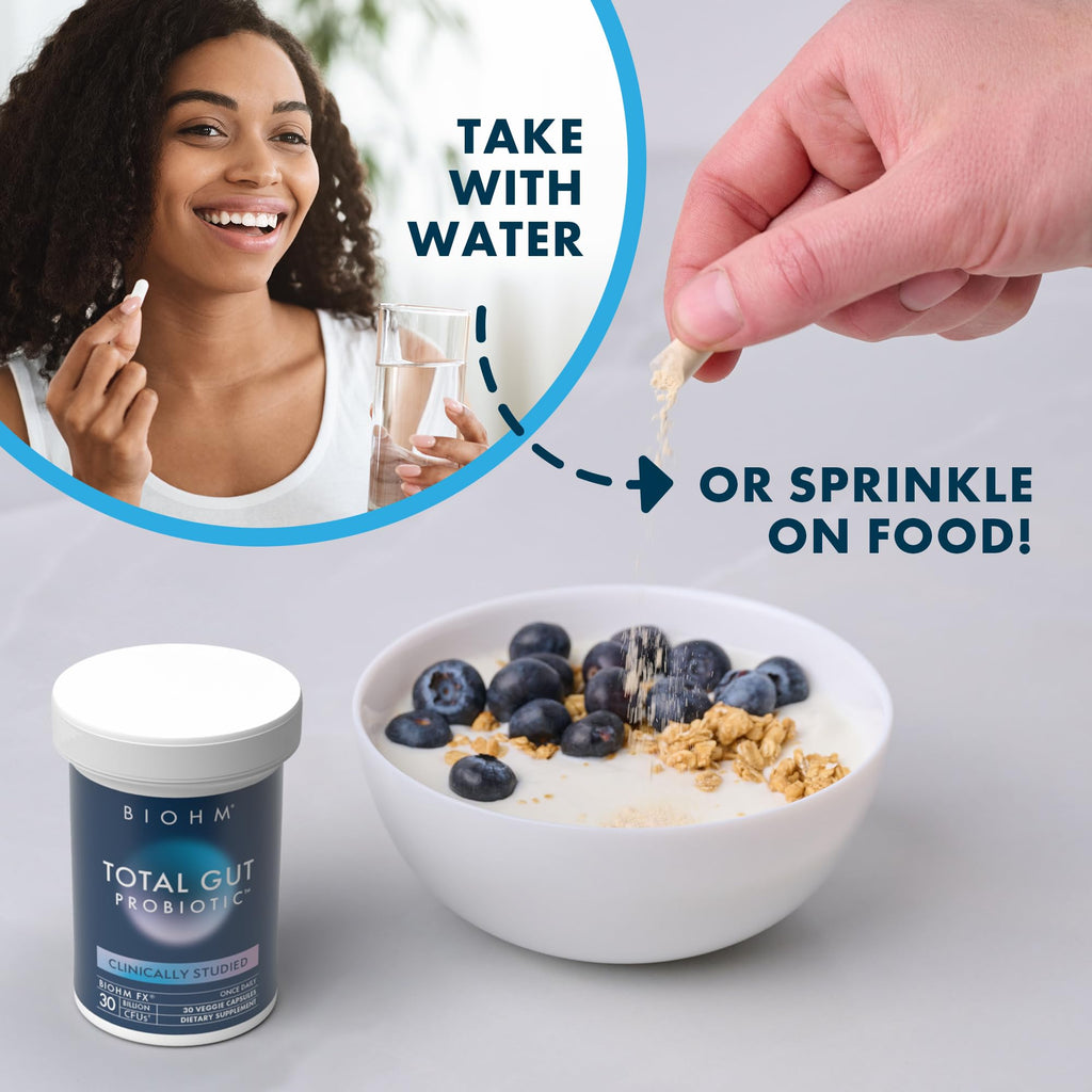 BIOHM Total Probiotic, 30 Billion CFU Daily Probiotics for Women & Men (30 Count) Helps Reduce Occasional Gas & Bloating, - FENGGESTORE20