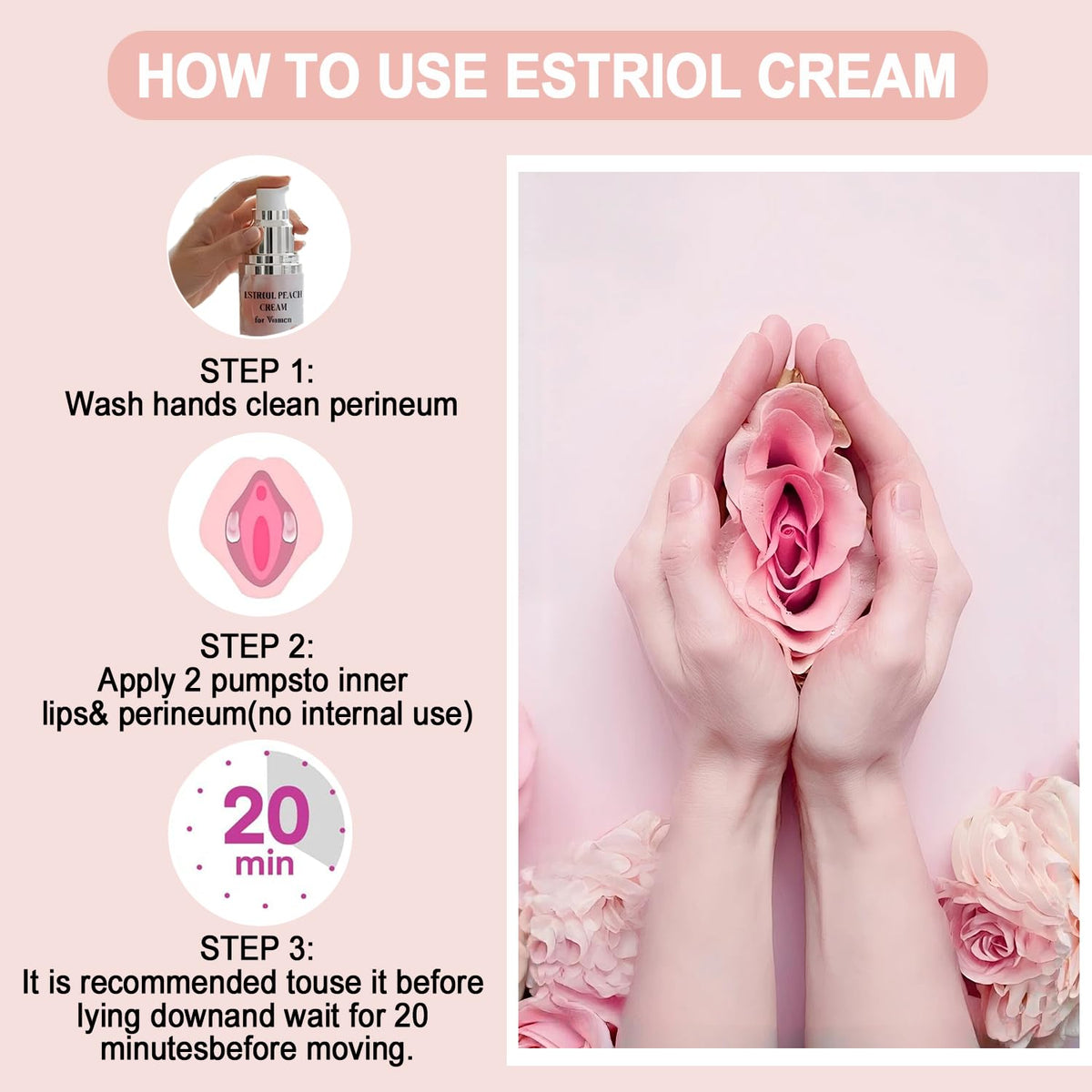 Bioidentical Estriol Cream for Women, Intimate Moisturizing Cream for Vaginal Dryness & Discomfort, Menopause Support (Peach Flavor) - FENGGESTORE20