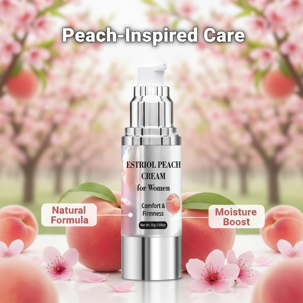 Bioidentical Estriol Cream for Women, Intimate Moisturizing Cream for Vaginal Dryness & Discomfort, Menopause Support (Peach Flavor) - FENGGESTORE20