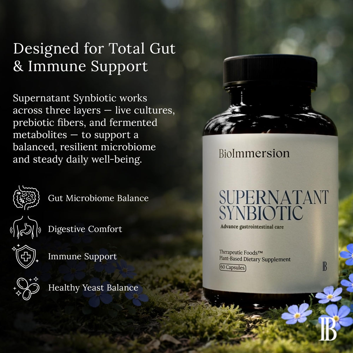 BioImmersion Supernatant Synbiotic - Prebiotic Probiotic Postbiotic - Eases Digestive Discomfort, Gut Imbalance & Yeast Overgrowth - Immune & Microbiome Support - FENGGESTORE20
