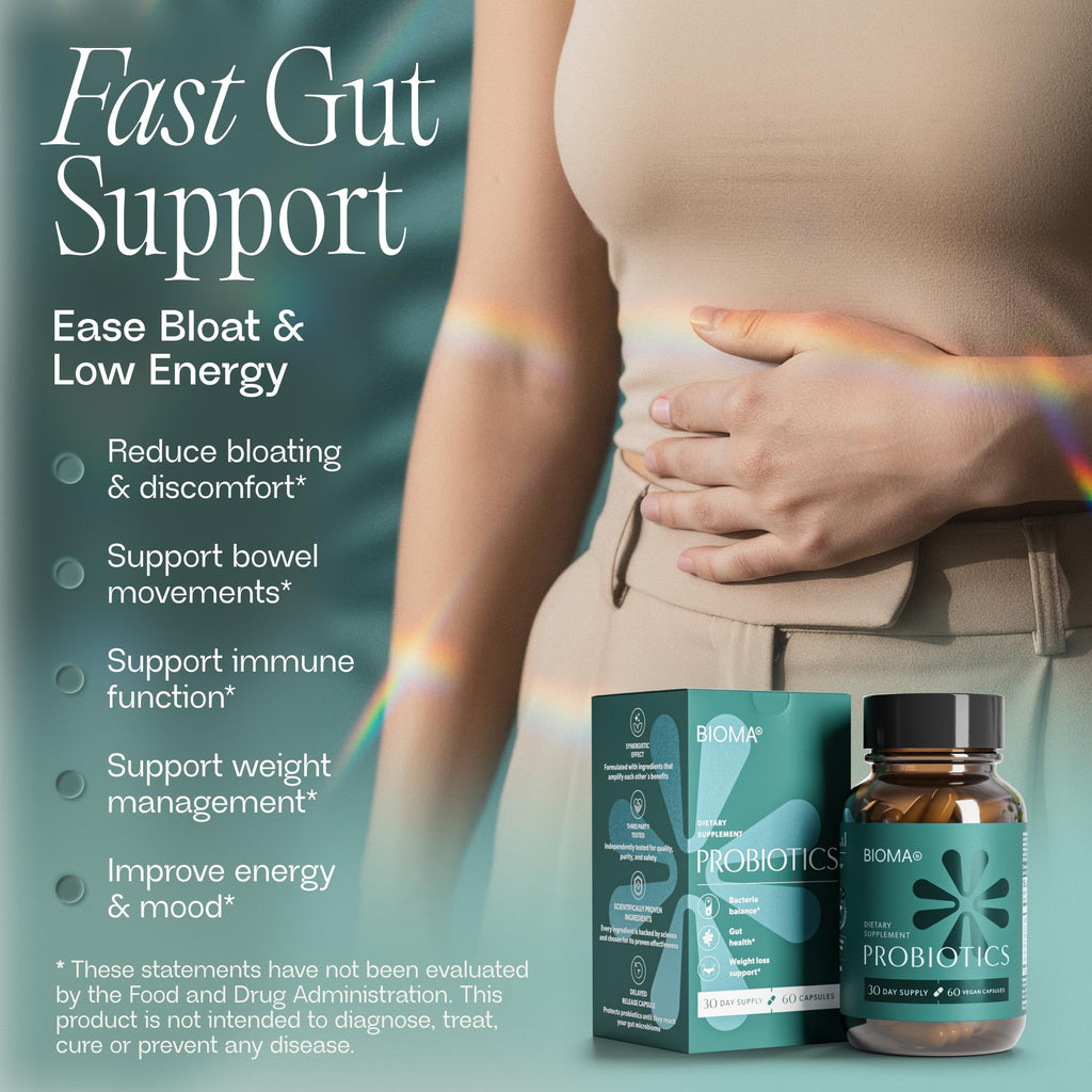 BIOMA Probiotics - Digestive Health Probiotic - Gut Support for Men & Women with Xylooligosaccharides, Tributyrin & Bifidobacterium - Vegan & Gluten Free - FENGGESTORE20