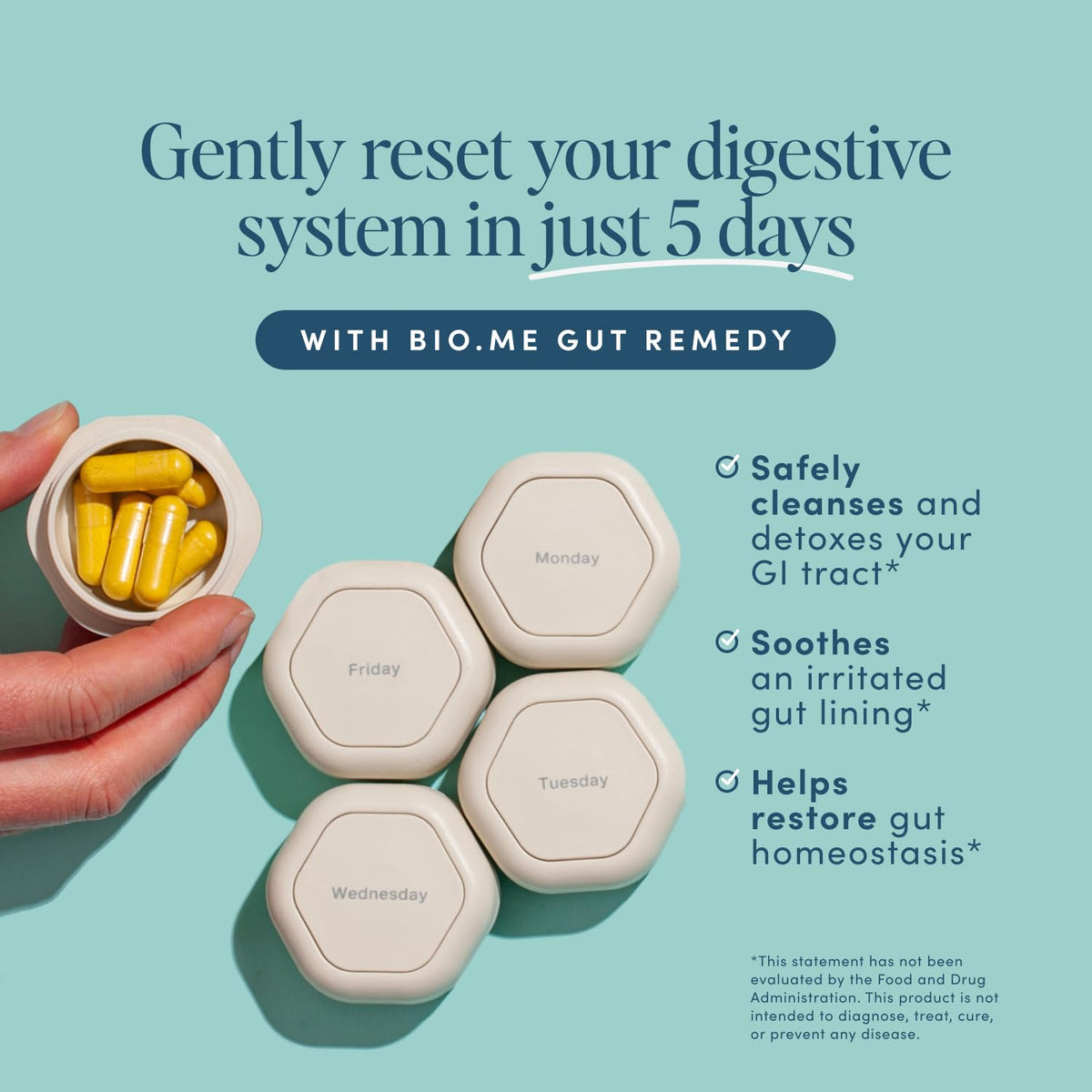 Biome Gut Remedy Capsules (5 Day Cleanse, 1 Round, 30 Capsules) Gut Reset with Magnesium Citrate, Berberine, Immunolin, L-Glutamine - Reset Digestive System - FENGGESTORE20