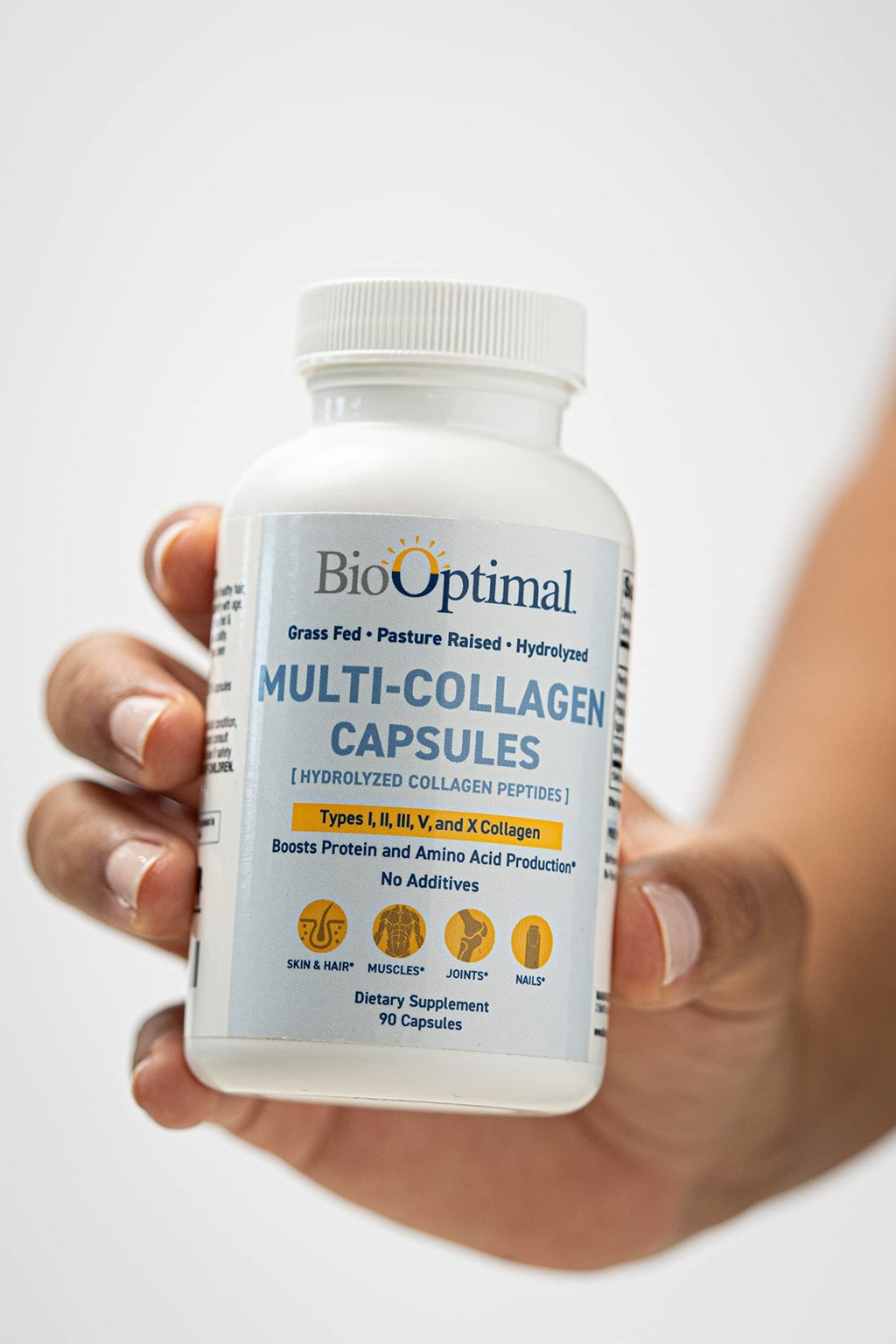 BioOptimal Multi-Collagen Supplement Capsules, Types I, II, III, V, & X Collagen, 90 Capsules - FENGGESTORE20
