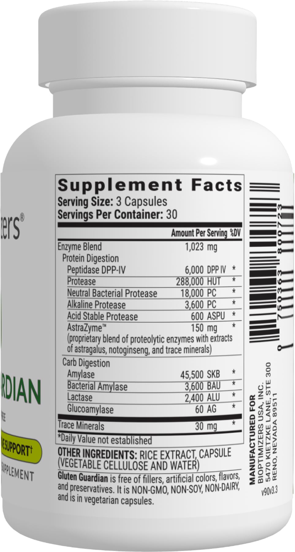 BIOptimizers Gluten Guardian 3.0 - Enzyme Supplement with DPP-IV to Support Gluten Digestion – May Help Prevent Bloating, - FENGGESTORE20