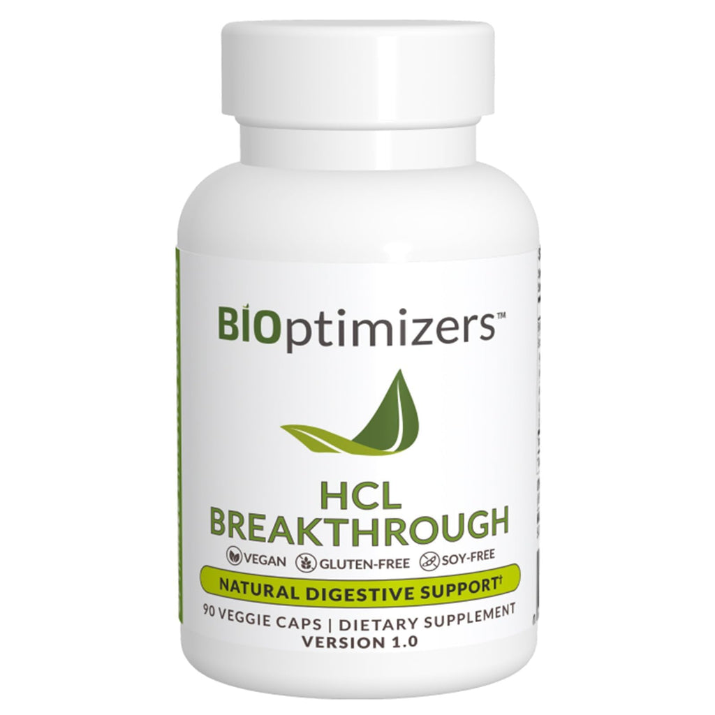 BIOptimizers HCL Breakthrough - Betaine Hydrochloride Enzymes Supplement - Assists with Protein Breakdown and Absorption - Helps Gas and Heartburn Relief - FENGGESTORE20