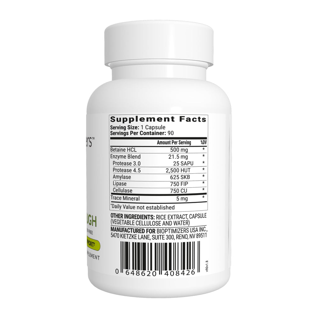 BIOptimizers HCL Breakthrough - Betaine Hydrochloride Enzymes Supplement - Assists with Protein Breakdown and Absorption - Helps Gas and Heartburn Relief - FENGGESTORE20