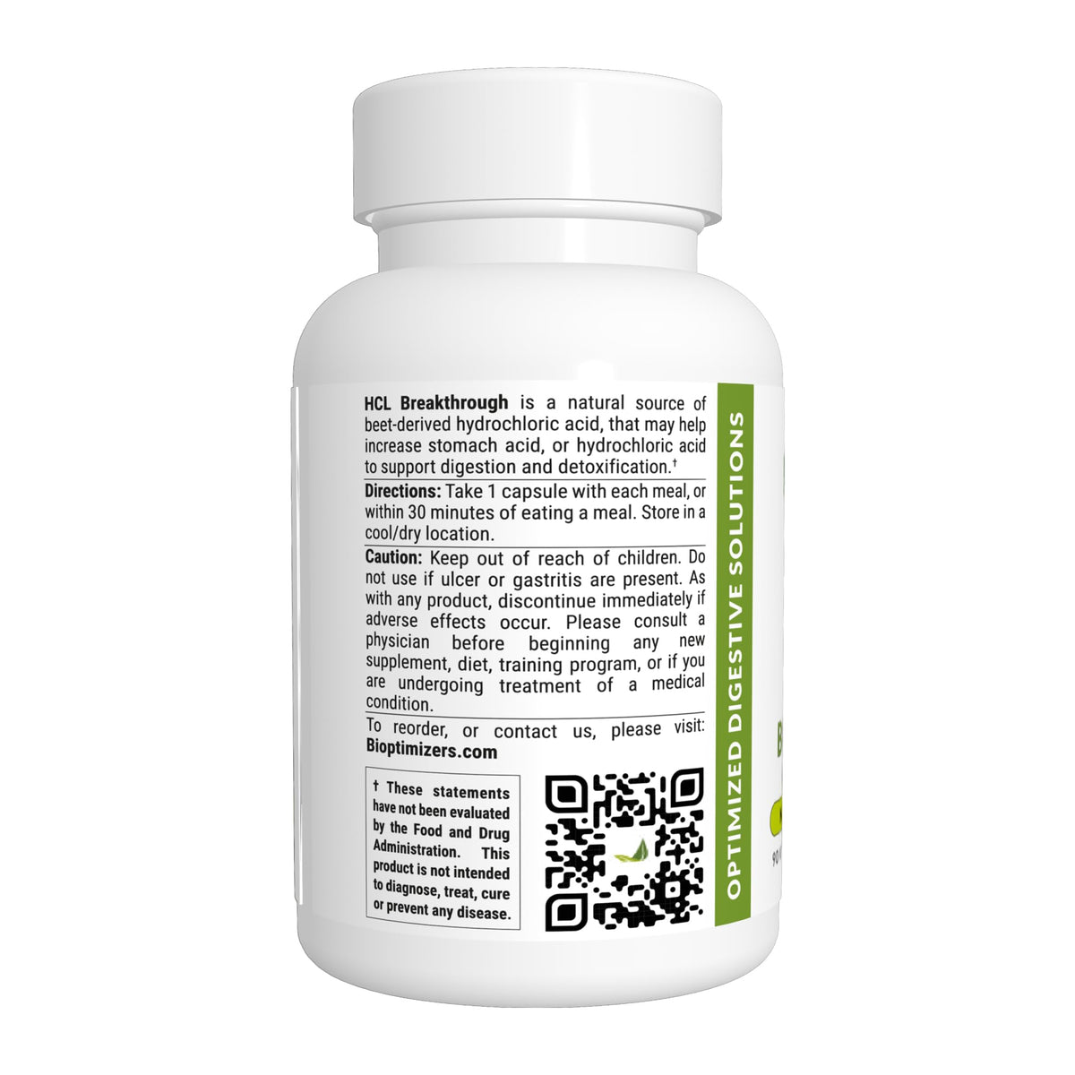 BIOptimizers HCL Breakthrough - Betaine Hydrochloride Enzymes Supplement - Assists with Protein Breakdown and Absorption - Helps Gas and Heartburn Relief - FENGGESTORE20