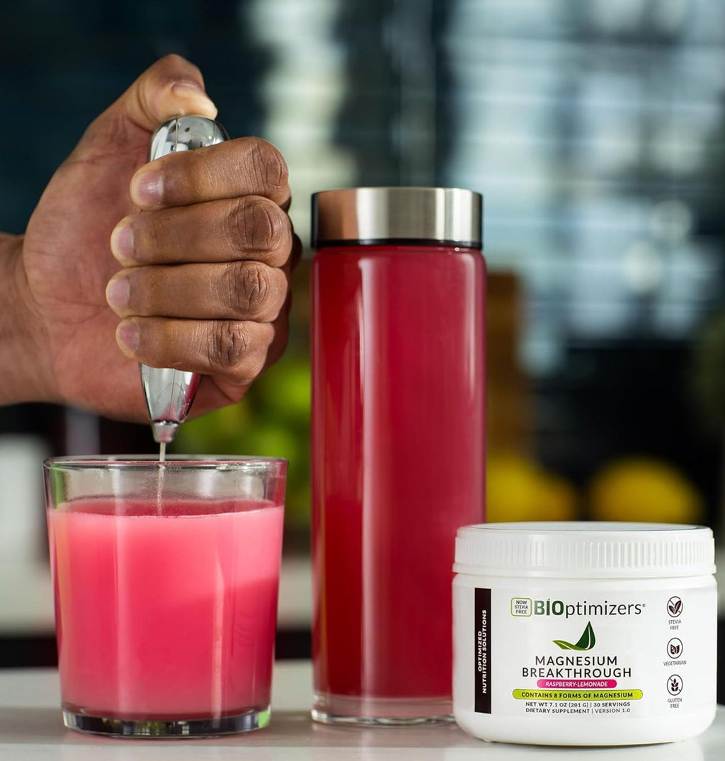 BIOptimizers Magnesium Breakthrough Drink - 8 Forms of Magnesium, Electrolytes, Sleep Health, Stress, Muscle Recovery, Heart Support | Glycinate, Citrate, Malate- Raspberry Lemon - FENGGESTORE20