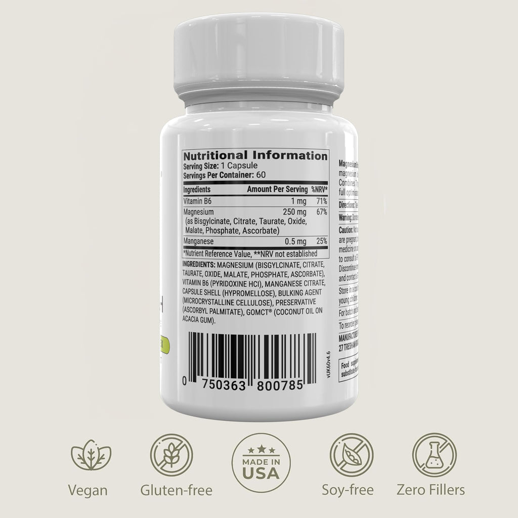 BIOptimizers Magnesium Breakthrough Supplement with 500mg - 7 Forms of Magnesium: Glycinate, Malate, Citrate, and More - Natural Support for Sleep and Cognitive Function -60 Capsules- Calming Vitamins - FENGGESTORE20