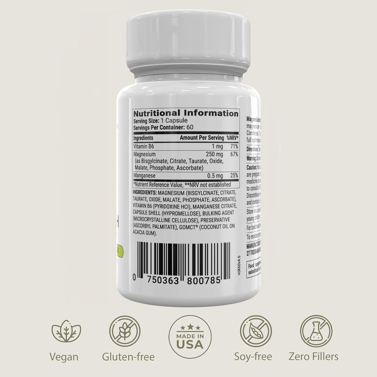 BIOptimizers Magnesium Breakthrough Supplement with 500mg - 7 Forms of Magnesium: Glycinate, Malate, Citrate, and More - Natural Support for Sleep and Cognitive Function -60 Capsules- Calming Vitamins - FENGGESTORE20