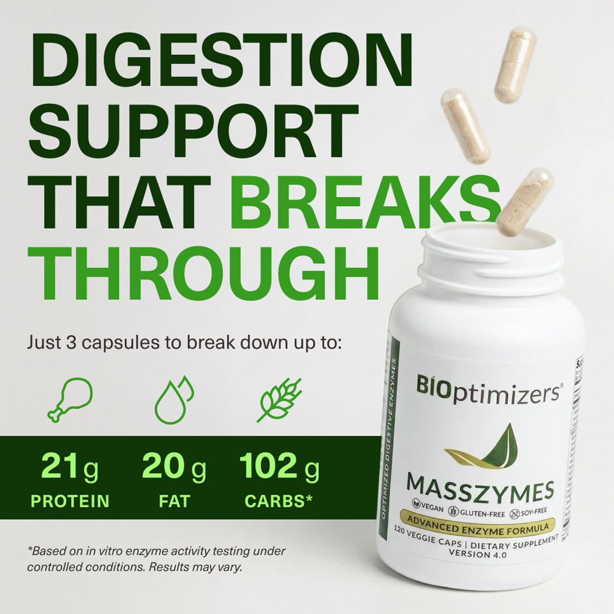BIOptimizers MassZymes - Complete Digestive Enzymes Supplement for Gut Health - Bloating Relief for Men and Women - FENGGESTORE20