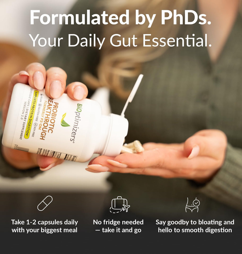 BIOptimizers Probiotic Breakthrough – Lactobacillus Plantarum OM Probiotics & Prebiotics Health Supplement for Gut, Digestive & Immune Support Probiotics - FENGGESTORE20