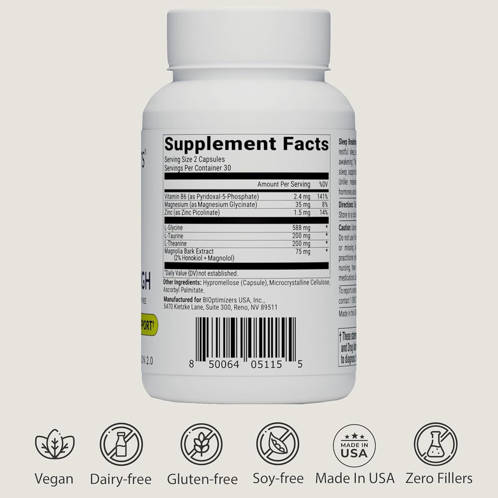 BIOptimizers Sleep Breakthrough Capsules - Natural Support Supplement | Calming Relief Aid for Adults - FENGGESTORE20