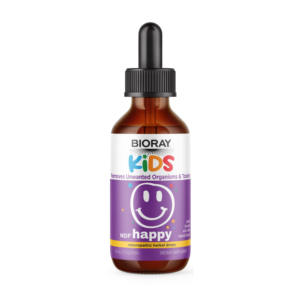 BIORAY Kids NDF Happy, Peach - 2 fl oz - Removes Unwanted Organisms That Can Trigger Irritability - 1-2 Month Supply - FENGGESTORE20