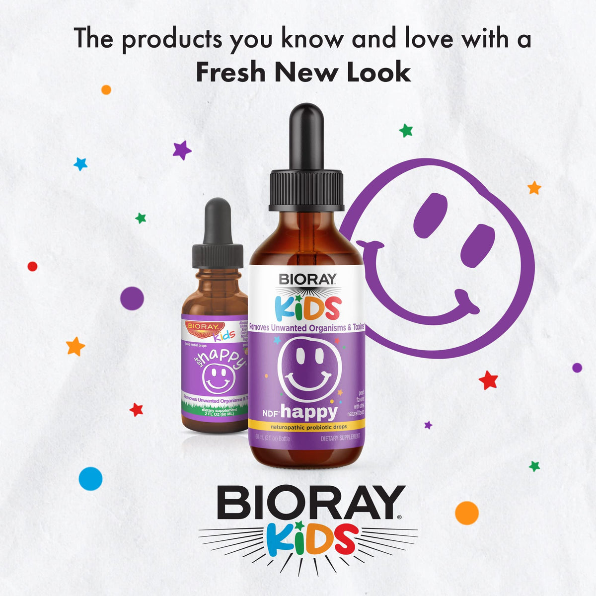 BIORAY Kids NDF Happy, Peach - 2 fl oz - Removes Unwanted Organisms That Can Trigger Irritability - 1-2 Month Supply - FENGGESTORE20