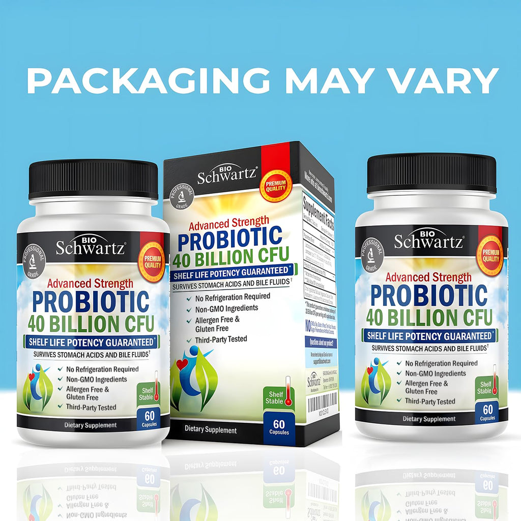 BioSchwartz Daily Probiotic Nutritional Supplement - 40 Billion CFU for Gut Health - Probiotics for Men and Women - Digestive Health with Astragalus - FENGGESTORE20