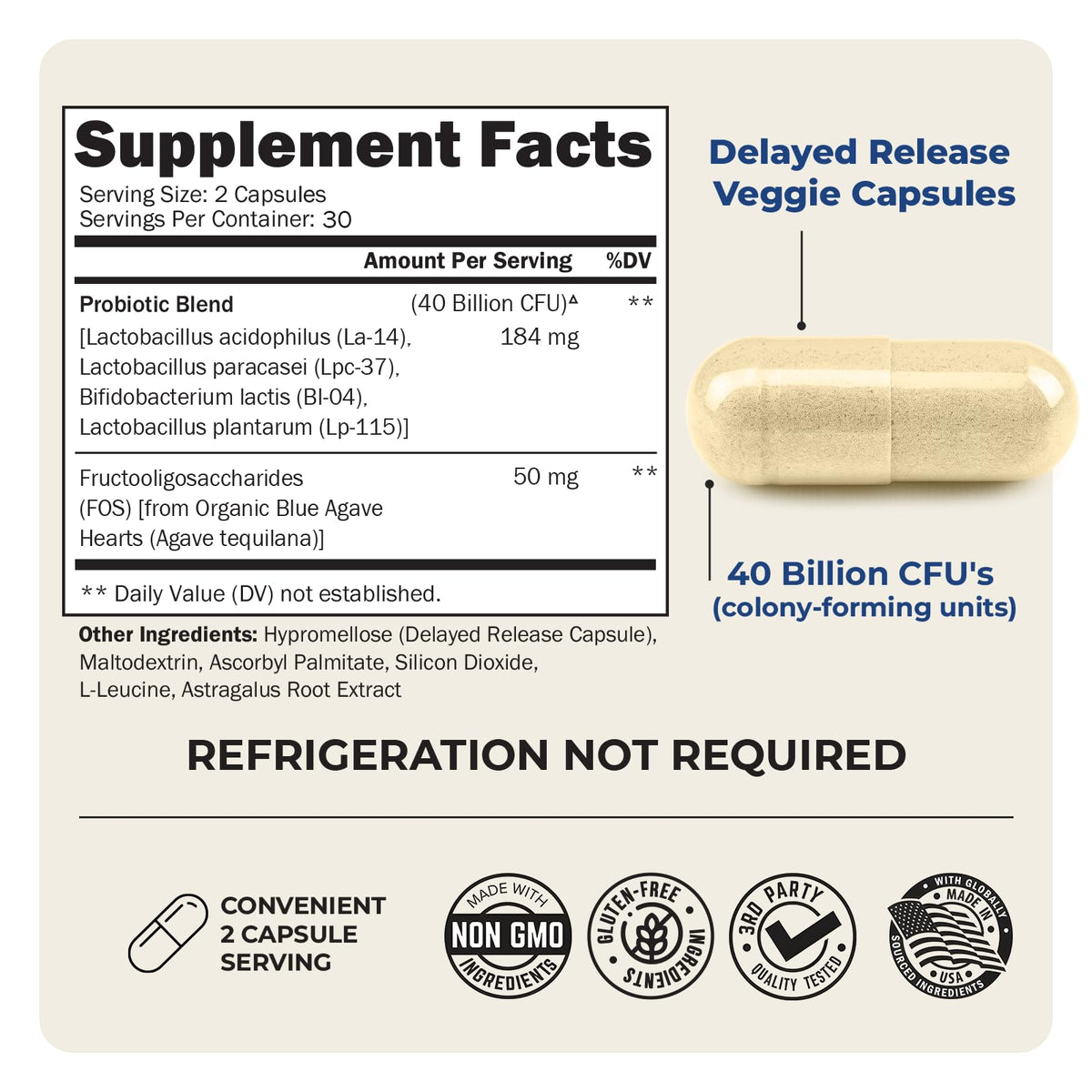 BioSchwartz Daily Probiotic Nutritional Supplement - 40 Billion CFU for Gut Health - Probiotics for Men and Women - Digestive Health with Astragalus - FENGGESTORE20