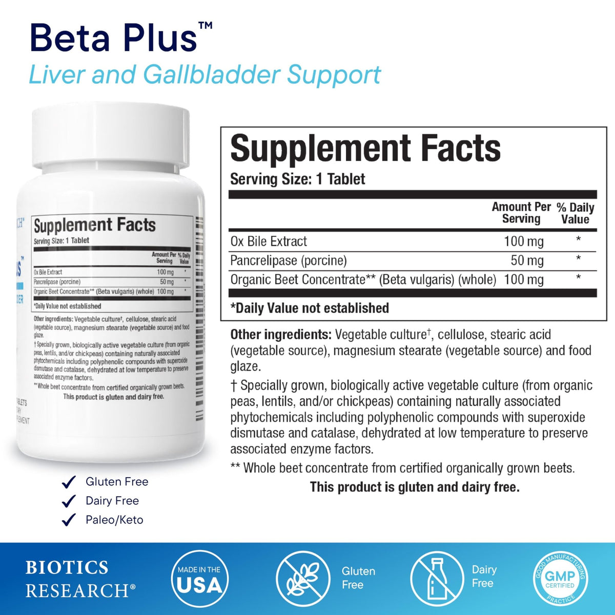 Biotics Research Beta-Plus™ Nutritional Ox Bile Salts Digestive Enzymes Supplement for Bile Production for No Gallbladder-Supports Overall Liver Function, - FENGGESTORE20