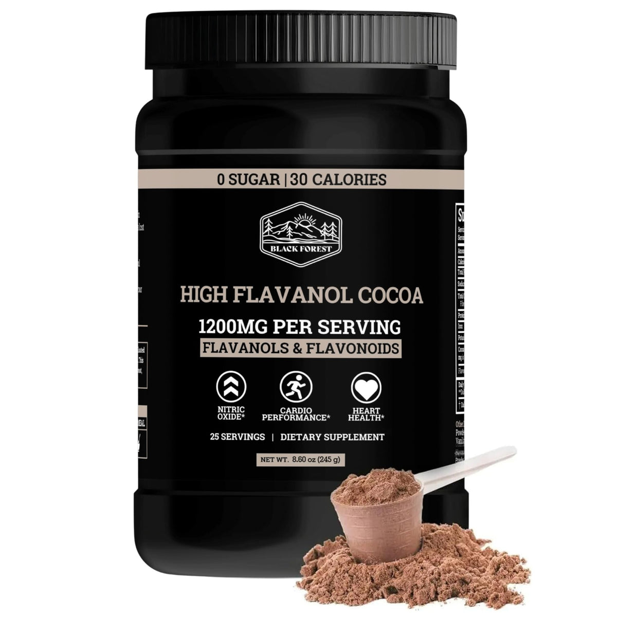 Black Forest High Flavanol Cocoa Powder (1200mg Flavanols & Flavonoids Supplements)10X More Flavanols (Epicatechin) Than Cocoa & 600mg of Epicatechin Supplement - FENGGESTORE20