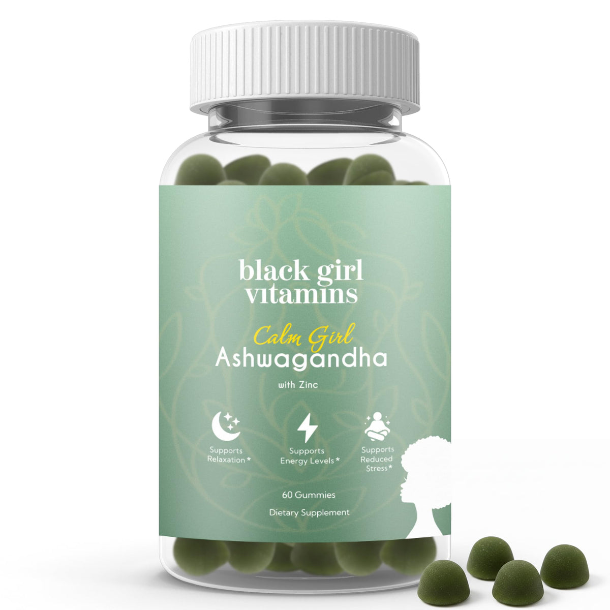 Black Girl Vitamins Calm Girl Ashwagandha + Zinc Gummies Stress Support, Promotes Relaxation & Mental Clarity, Supports Sleep & Immune Health - FENGGESTORE20