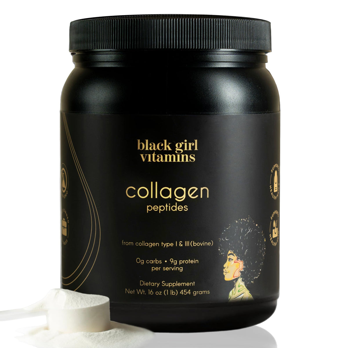 Black Girl Vitamins | Collagen Peptides Powder - Collagen for Skin, Hair & Nails - Unflavored Hydrolyzed Collagen Powder, Dairy-Free - FENGGESTORE20