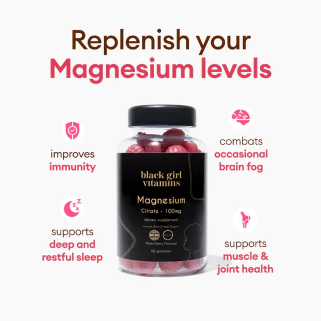 Black Girl Vitamins - Magnesium Gummies, for Sleep, Immunity, and Bone Support. Magnesium Citrate Supplement - FENGGESTORE20