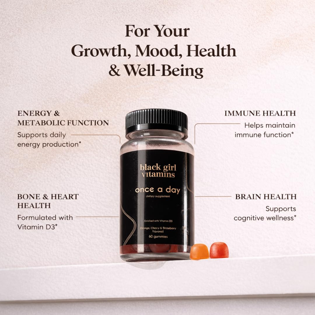 Black Girl Vitamins Once a Day - Womens Multivitamin Gummy - Vitamin A, B, C, E and Zinc. Multivitamin for Women, Immune Support. Vegan - FENGGESTORE20