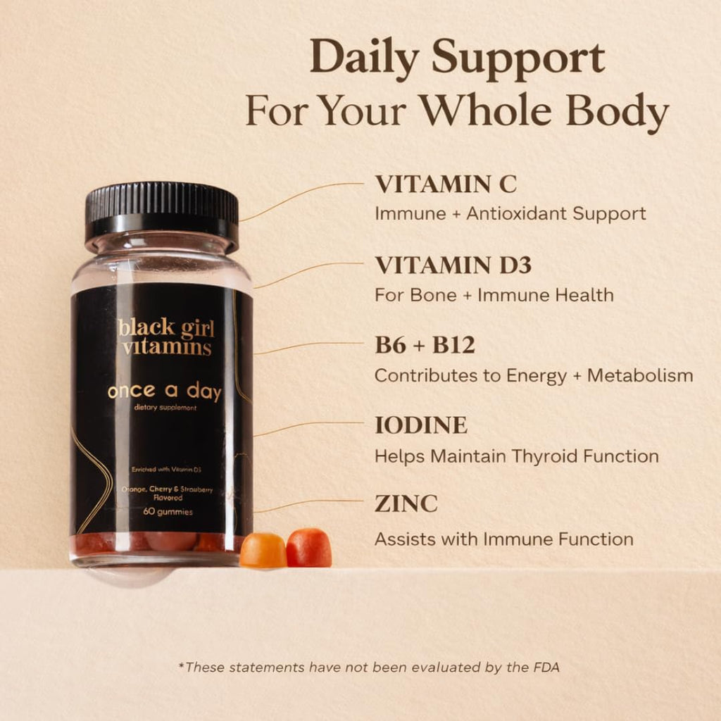 Black Girl Vitamins Once a Day - Womens Multivitamin Gummy - Vitamin A, B, C, E and Zinc. Multivitamin for Women, Immune Support. Vegan - FENGGESTORE20