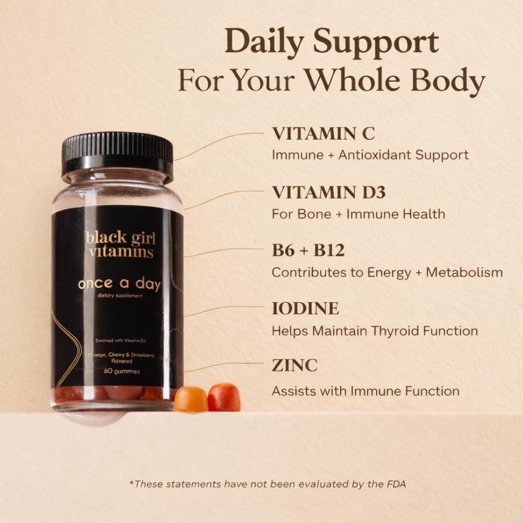 Black Girl Vitamins Once a Day - Womens Multivitamin Gummy - Vitamin A, B, C, E and Zinc. Multivitamin for Women, Immune Support. Vegan - FENGGESTORE20