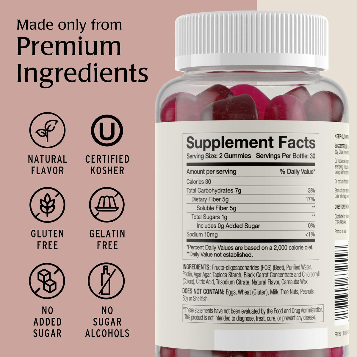 Blessments - Prebiotic Fiber Gummies for Adults & Kids with No Added Sugar- 5g (60 Count-2 Pack) High Fiber Supplement Gummies - Vegan - Keto Friendly - FENGGESTORE20