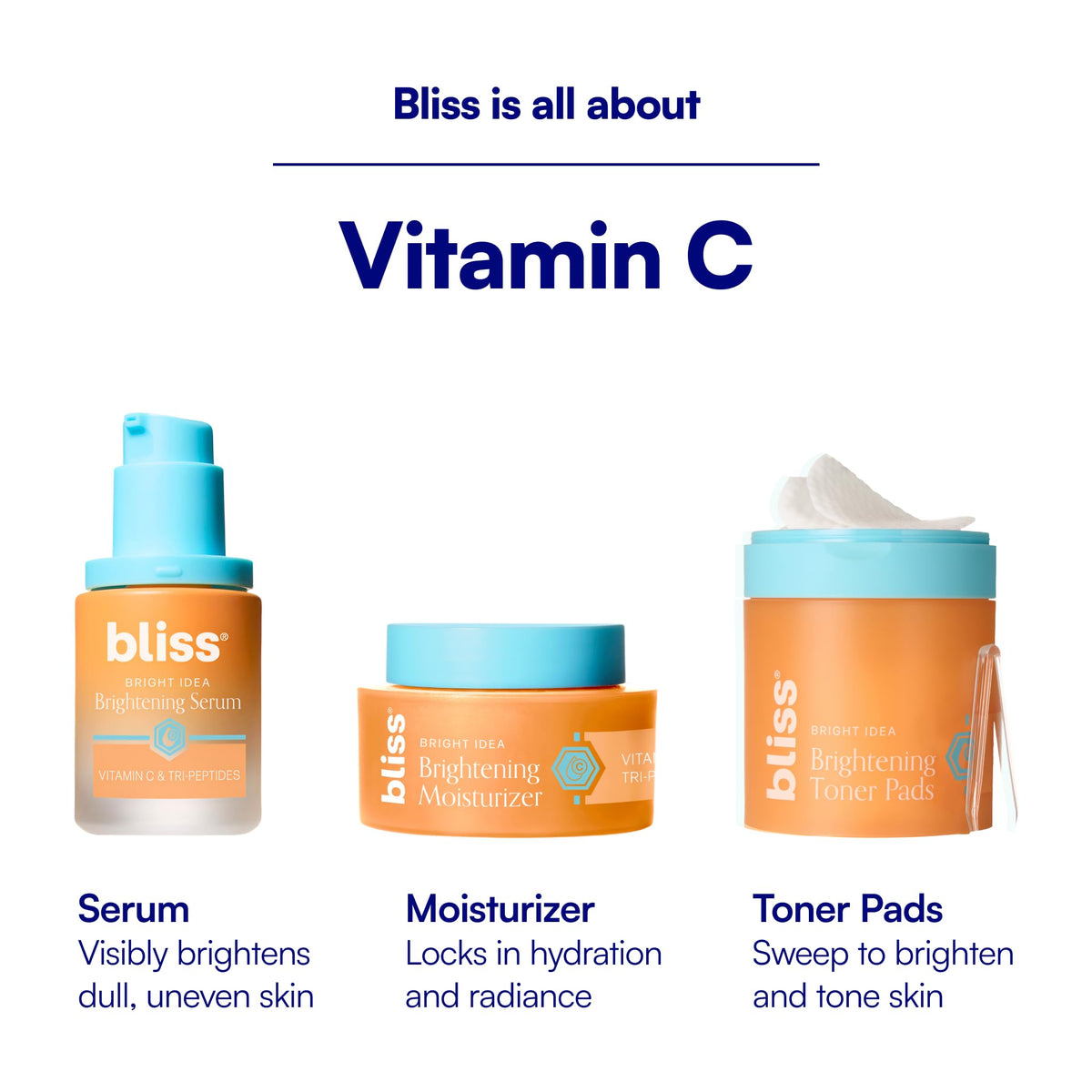 Bliss Vitamin C + Tri-Peptide Face Serum – Stabilized Vitamin C with Collagen-Boosting Peptide – Brightening Serum for Dark Spots, Fine Lines & Firmness – Hyaluronic Acid, Green Tea – 1 fl oz - FENGGESTORE20