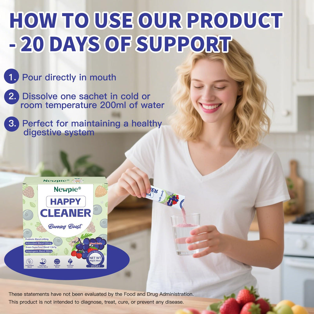 Blltzzz Newpie Superfoods Happy Cleaner Probiotic Powder,Watermelon Flavor Prebiotic & Probiotic Powder,Organic Fiber,Sugar Free,Gut Health,Natural Antioxidant - FENGGESTORE20