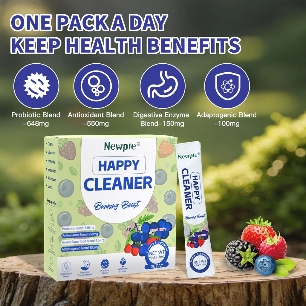 Blltzzz Newpie Superfoods Happy Cleaner Probiotic Powder,Watermelon Flavor Prebiotic & Probiotic Powder,Organic Fiber,Sugar Free,Gut Health,Natural Antioxidant - FENGGESTORE20