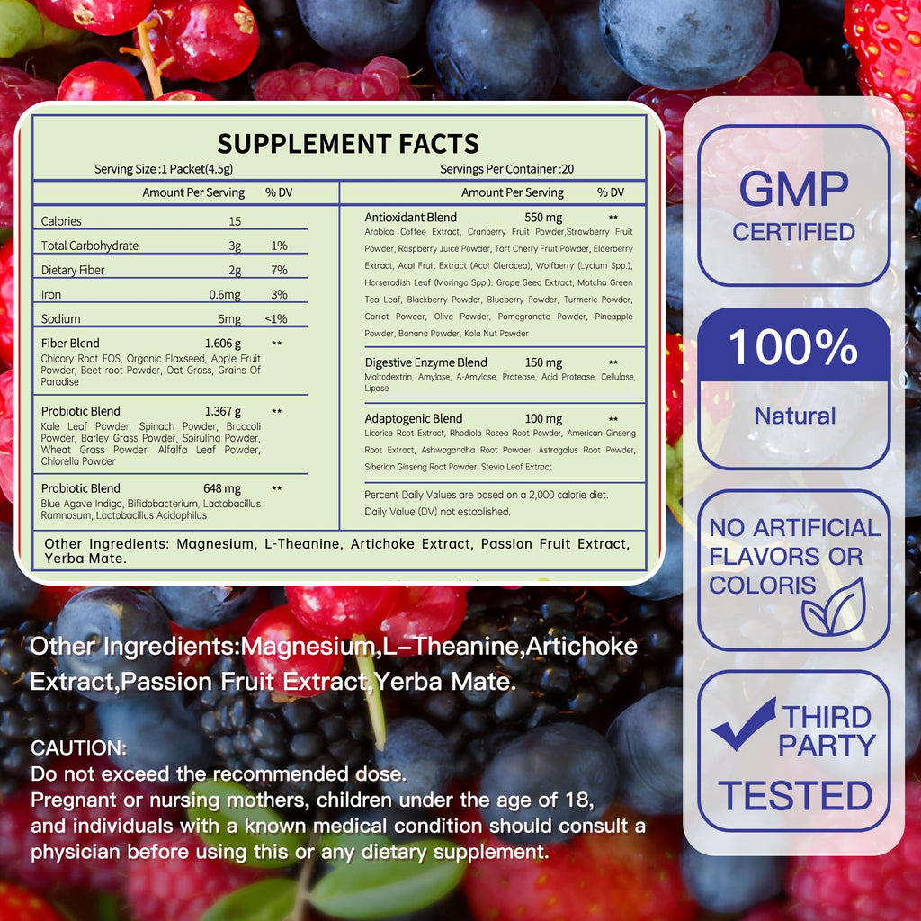 Blltzzz Newpie Superfoods Happy Cleaner Probiotic Powder,Watermelon Flavor Prebiotic & Probiotic Powder,Organic Fiber,Sugar Free,Gut Health,Natural Antioxidant - FENGGESTORE20