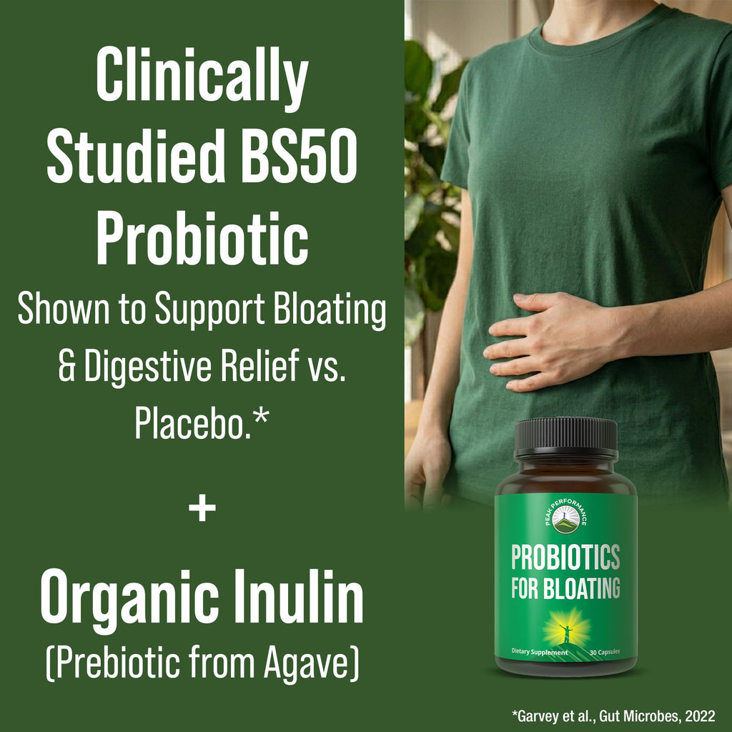 Bloat and Gas Probiotic - Proven Relief with Clinically Studied Bacillus Subtilis BS50 + Prebiotic Fiber - Fast Acting Anti Bloating Pills Supplement - FENGGESTORE20