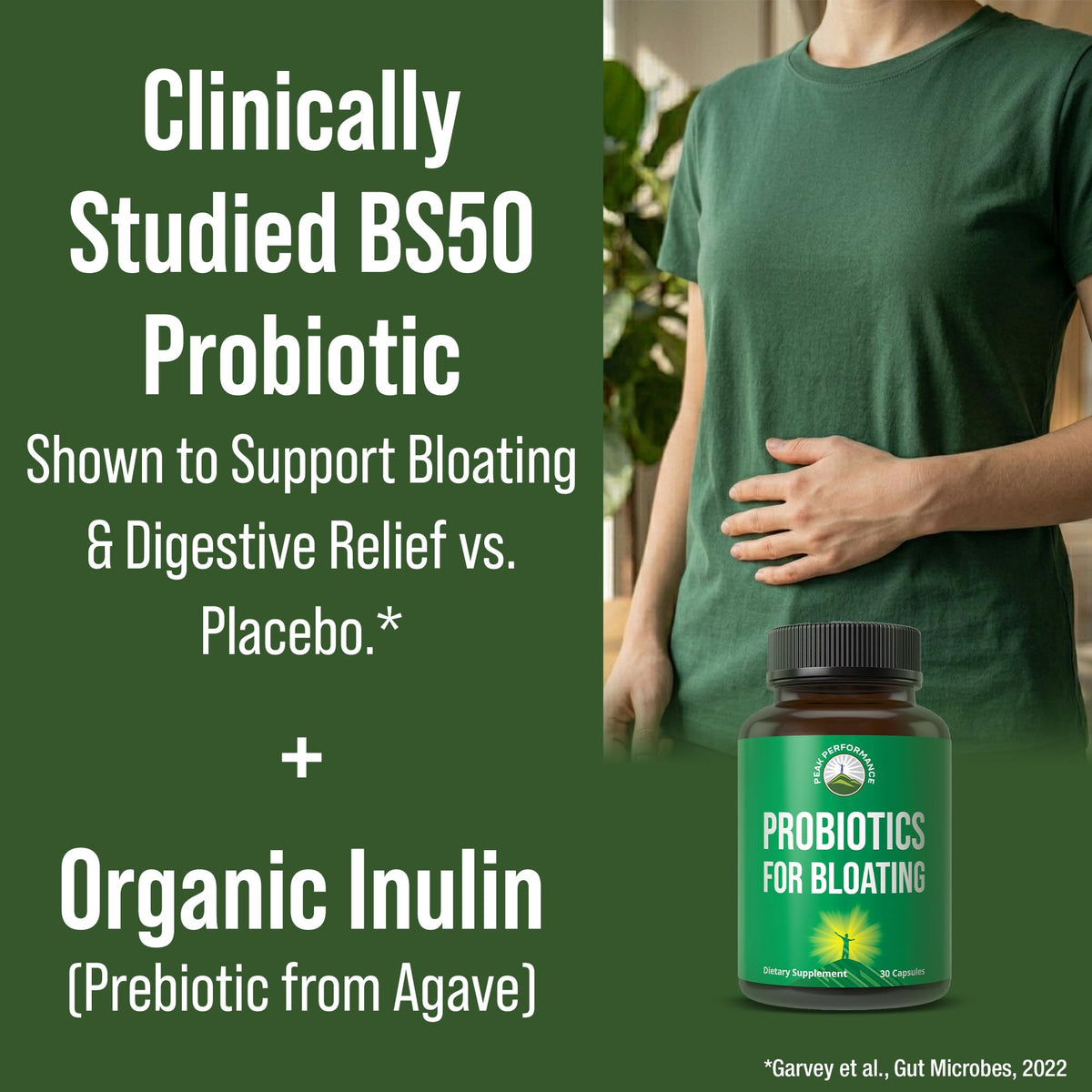 Bloat and Gas Probiotic - Proven Relief with Clinically Studied Bacillus Subtilis BS50 + Prebiotic Fiber - Fast Acting Anti Bloating Pills Supplement - FENGGESTORE20