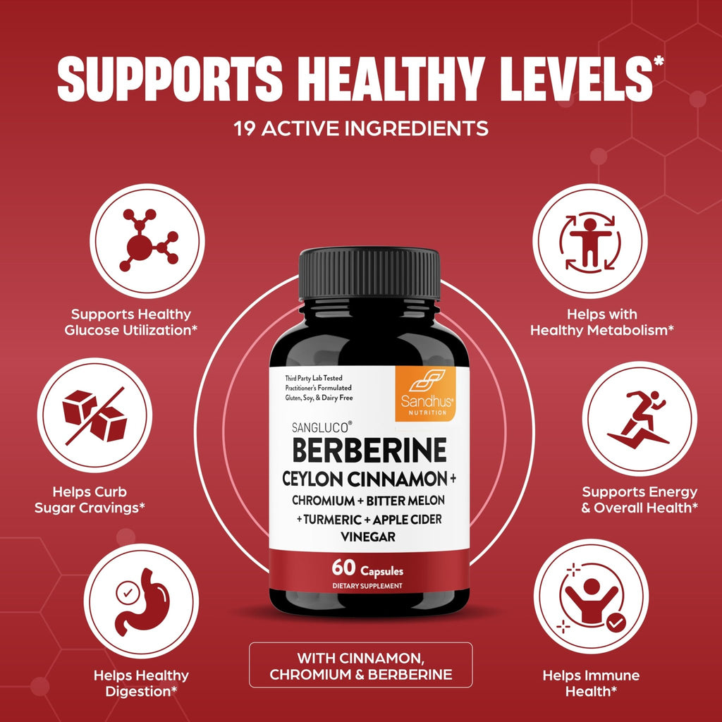 Blood Sugar Support Complex Supplement | Supports Healthy Blood Sugar Levels Already Within Normal Range | With Berberine, Cinnamon, Chromium, Turmeric - FENGGESTORE20