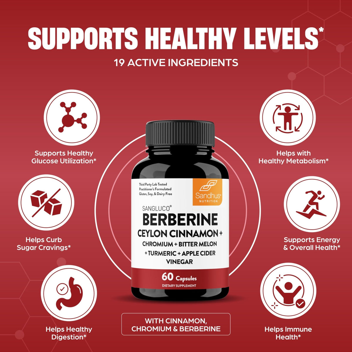Blood Sugar Support Complex Supplement | Supports Healthy Blood Sugar Levels Already Within Normal Range | With Berberine, Cinnamon, Chromium, Turmeric - FENGGESTORE20