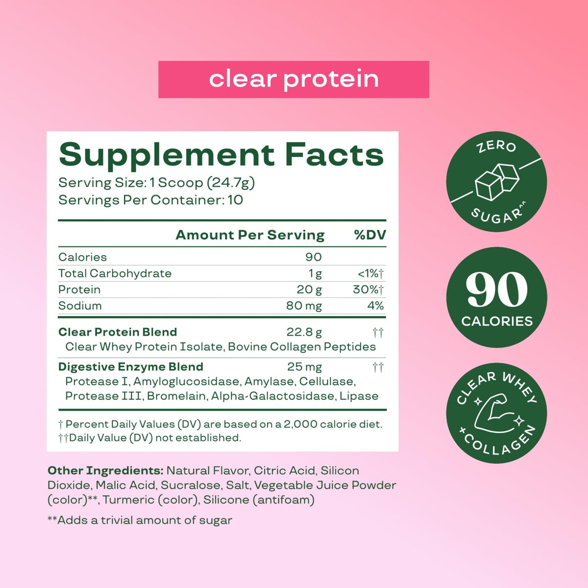 Bloom Clear Protein, Whey Protein Isolate with Collagen Peptides and Digestive Enzymes, 20g Protein, Sugar Free Post Workout Drink Mix, 90 Calories, - FENGGESTORE20