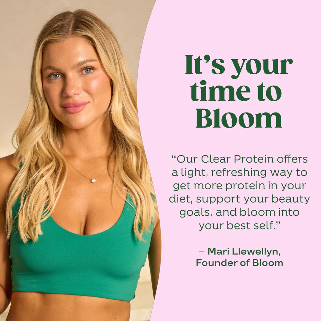 Bloom Clear Protein, Whey Protein Isolate with Collagen Peptides and Digestive Enzymes, 20g Protein, Sugar Free Post Workout Drink Mix, 90 Calories, - FENGGESTORE20