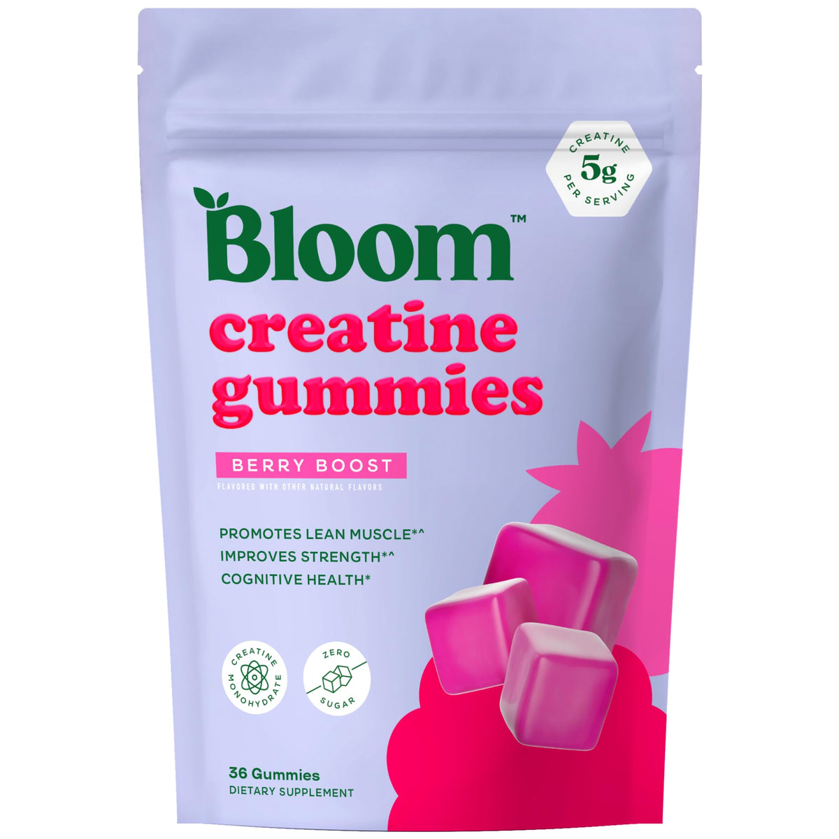 Bloom Creatine Monohydrate Gummies, 5g Per Serving, Sugar Free Creatine Gummy for Workout, Strength, Cognitive Health & Lean Muscle Support - FENGGESTORE20