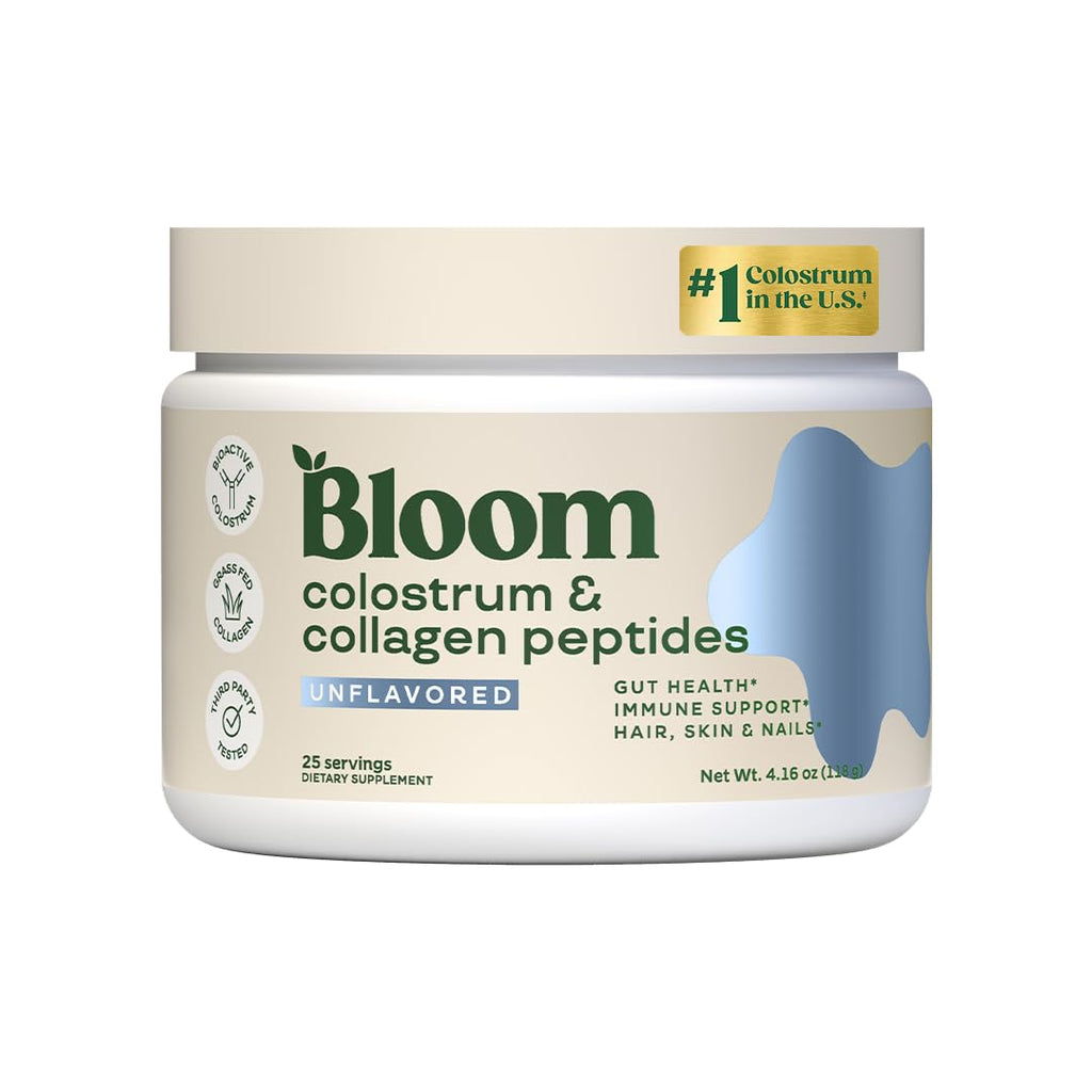 Bloom Nutrition Bovine Colostrum Powder with Vitamin B-12 for Gut Health, Immune Support, Hair Growth & Beauty Supplement | Unflavored, 25 Servings - FENGGESTORE20
