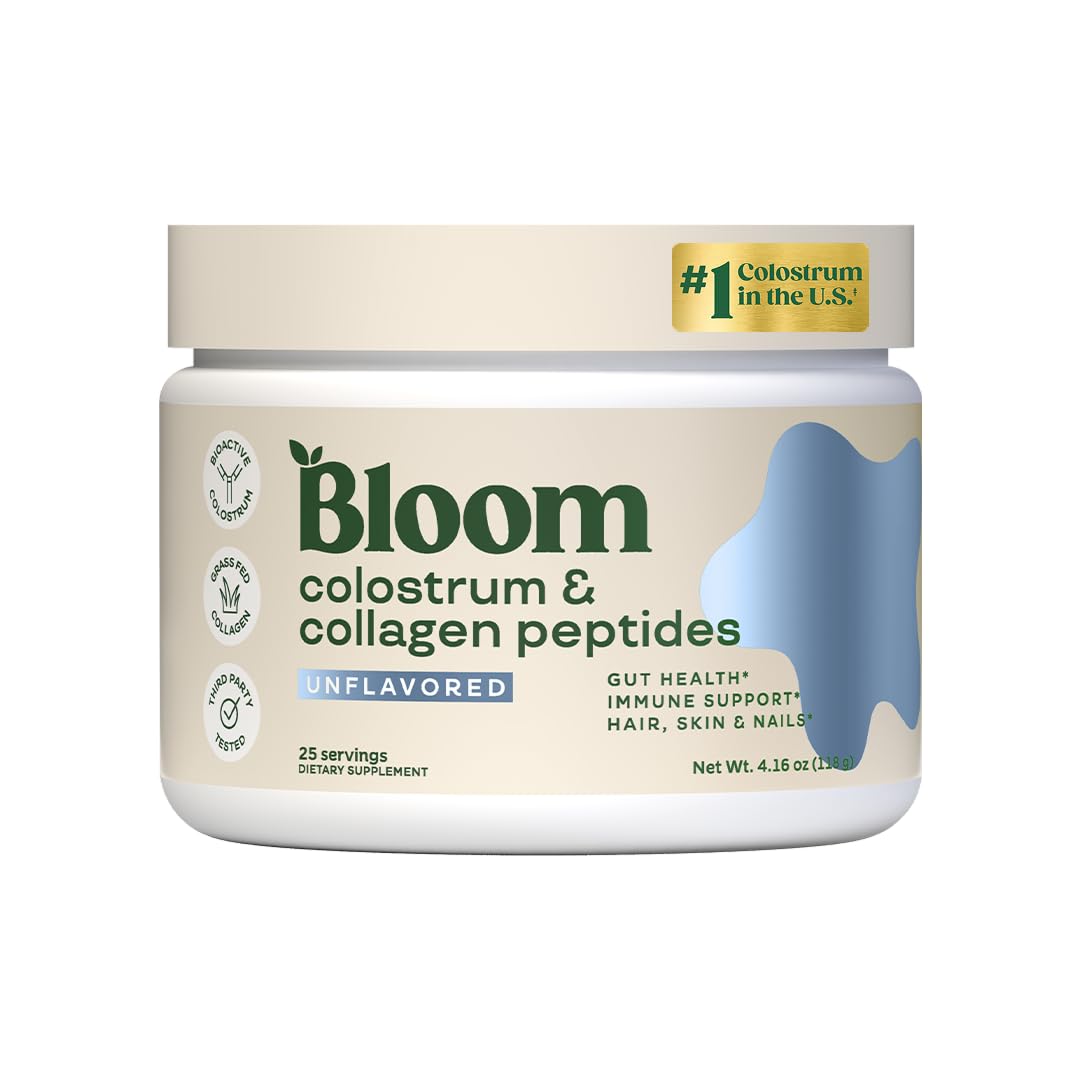 Bloom Nutrition Bovine Colostrum Powder with Vitamin B-12 for Gut Health, Immune Support, Hair Growth & Beauty Supplement | Unflavored, 25 Servings - FENGGESTORE20