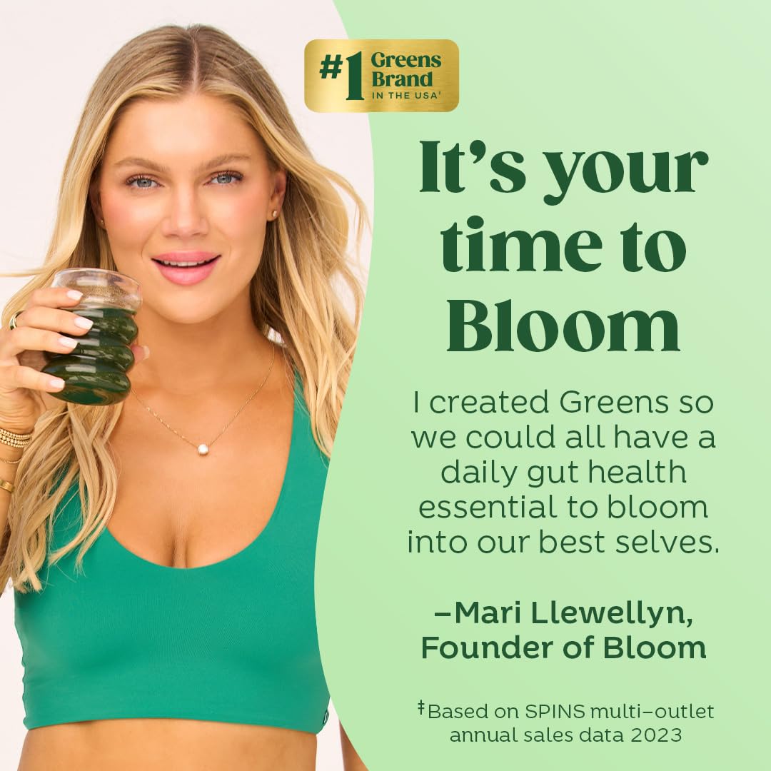 Bloom Nutrition Superfood Greens Powder, Digestive Enzymes with Probiotics and Prebiotics, Gut Health, Bloating Relief for Women, Chlorella, Green Juice Mix with Beet Root Powder, 30 SVG, Mango - FENGGESTORE20