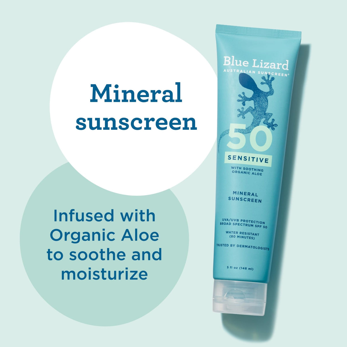 Blue Lizard Sensitive Mineral SPF 50 Sunscreen Lotion, 100% Mineral Sunscreen, UVA/UVB Protection - FENGGESTORE20