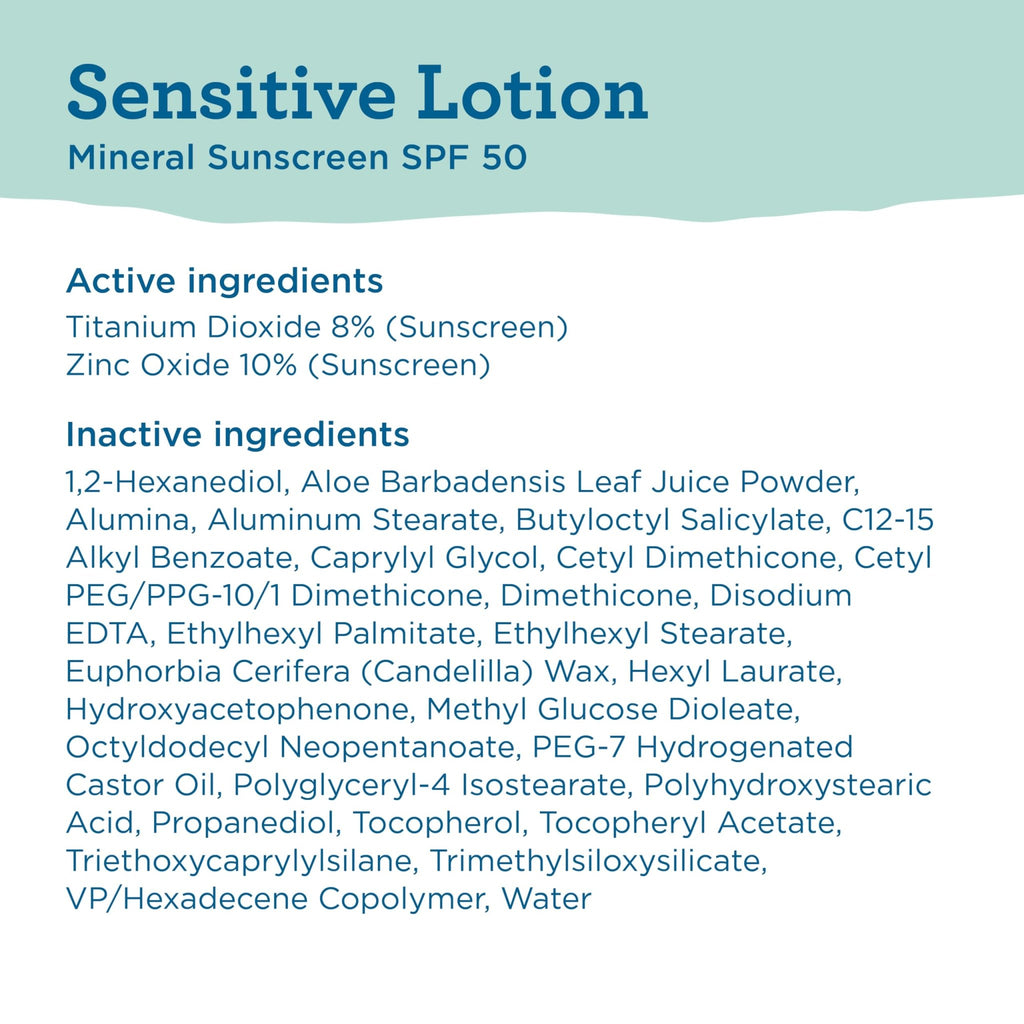 Blue Lizard Sensitive Mineral SPF 50 Sunscreen Lotion, 100% Mineral Sunscreen, UVA/UVB Protection - FENGGESTORE20