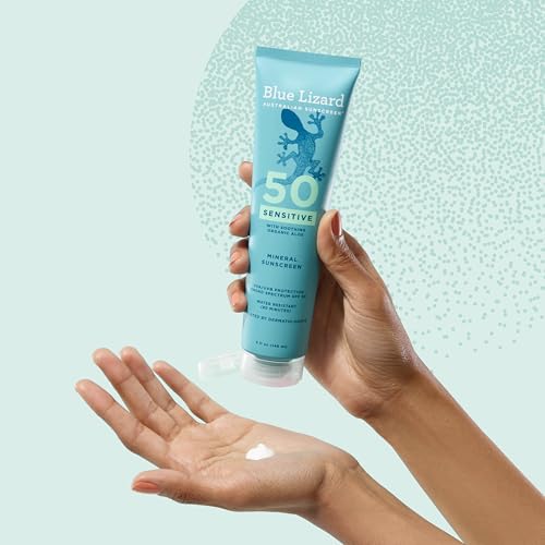 Blue Lizard Sensitive Mineral SPF 50 Sunscreen Lotion, 100% Mineral Sunscreen, UVA/UVB Protection - FENGGESTORE20