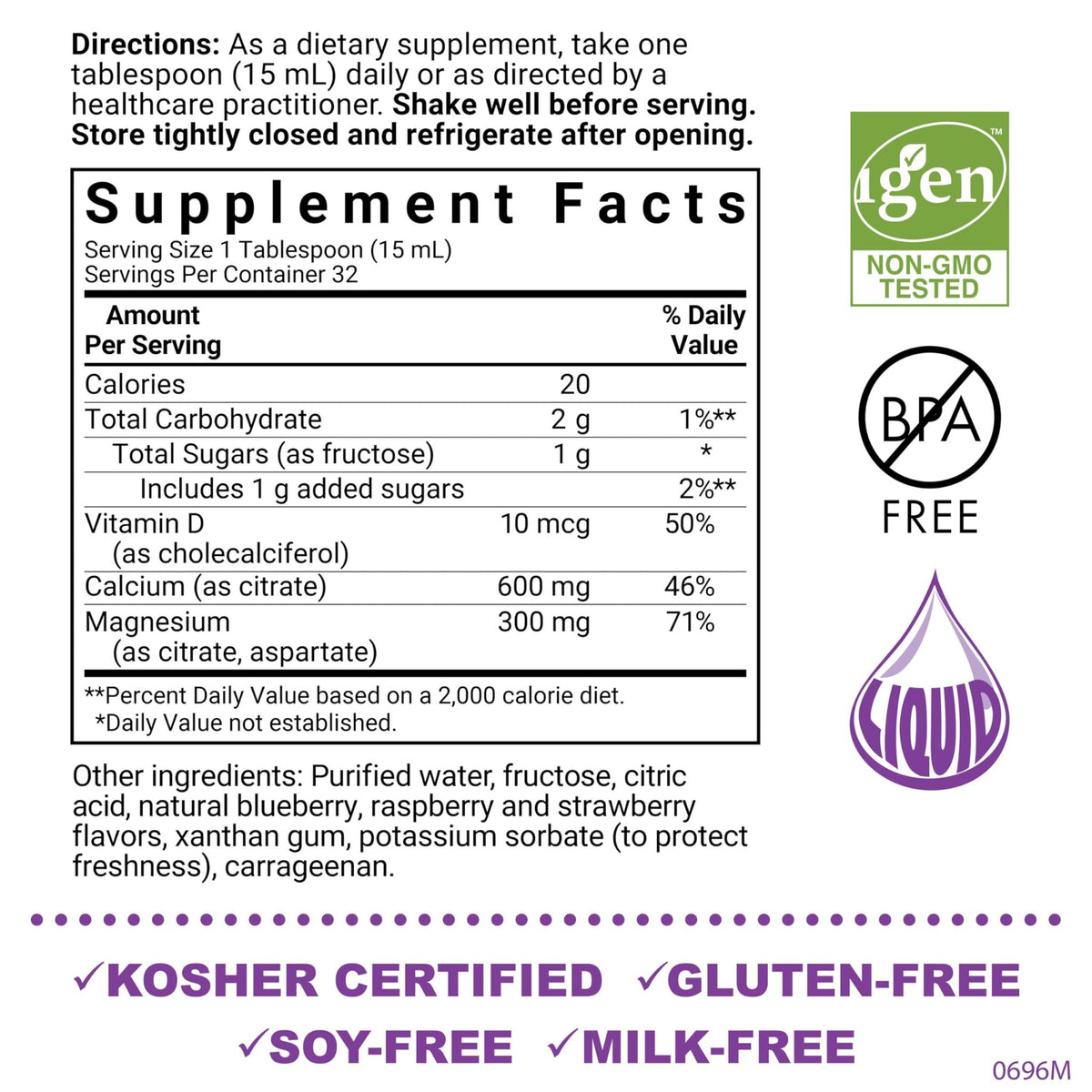 Bluebonnet Nutrition Liquid Calcium Citrate, Magnesium, Vitamin D3, Bone Health, Gluten Free, Soy Free, Milk Free, Kosher, 16 fl oz - FENGGESTORE20